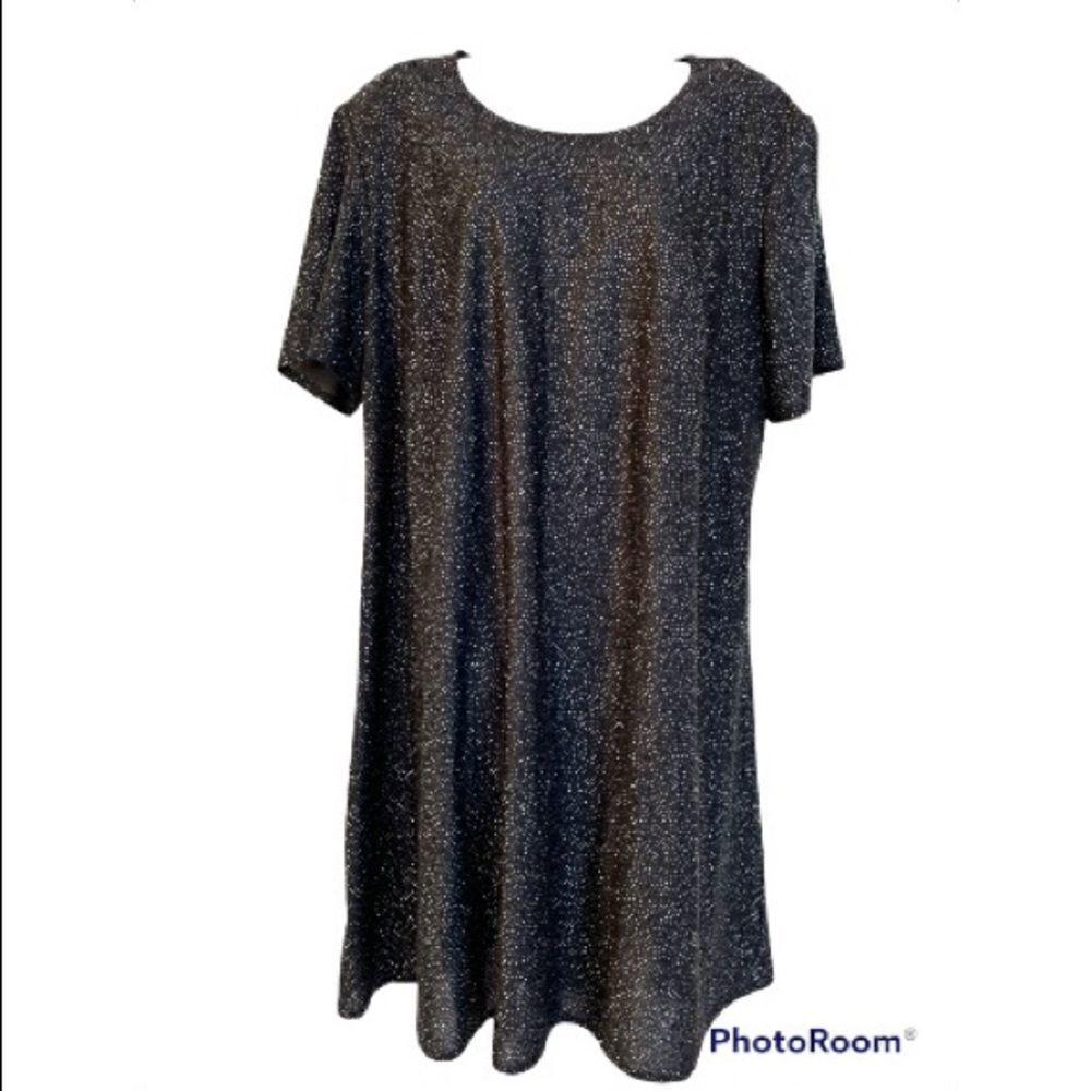 Onyx Nite by Wendye Chaitin Black Sparkling Glitter Dress 22